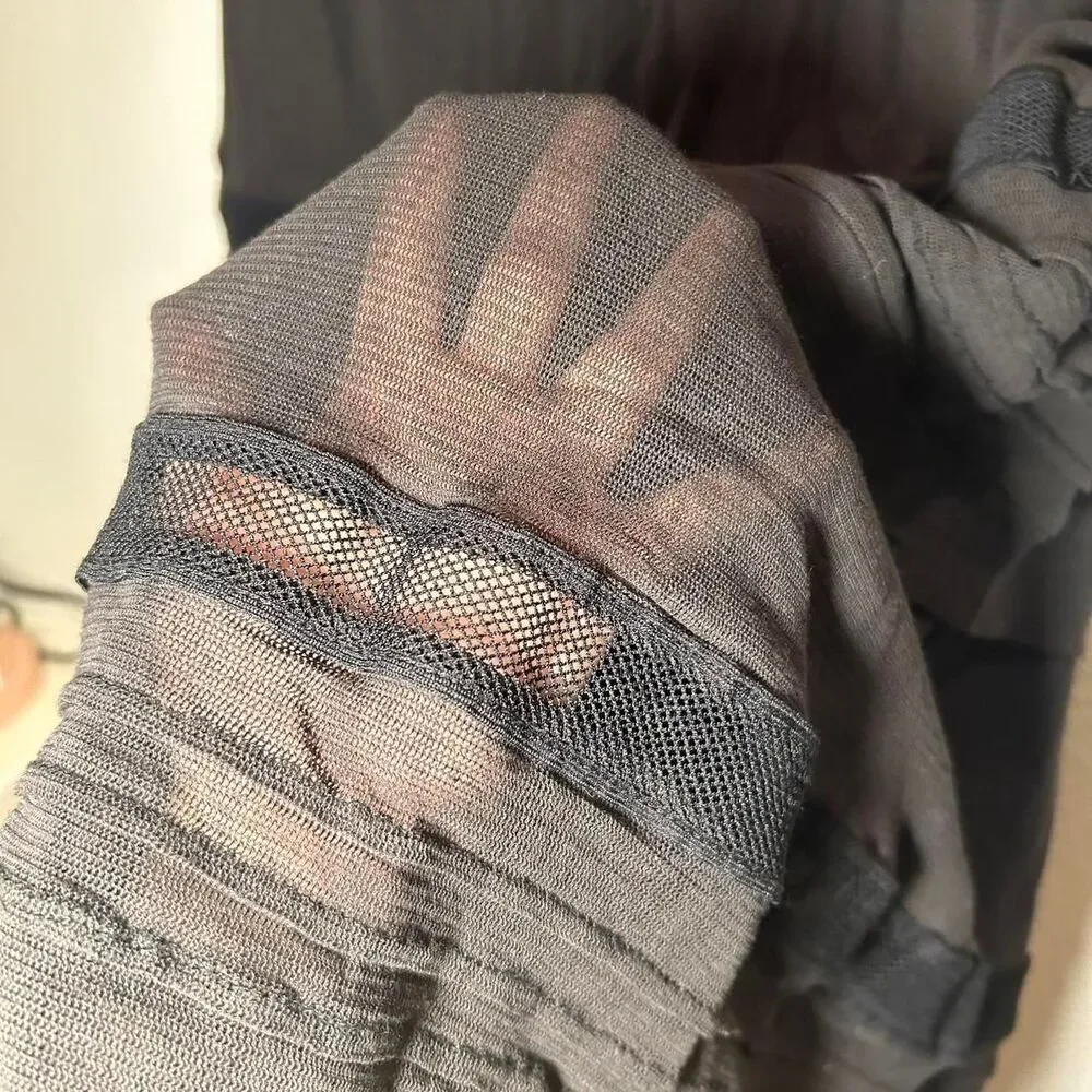 Free People Pippa Black Mesh Tiered Wide Leg Pants Small Whimsigoth Fairy Goth - Picture 5 of 7